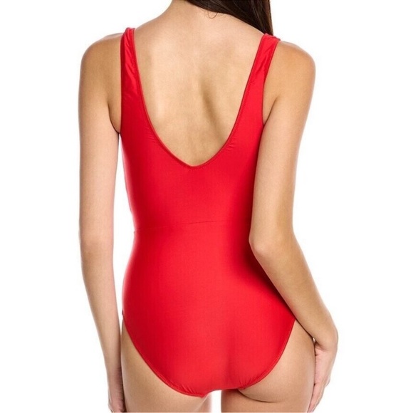 NWT Hermoza Vera Colorblock One Piece Swimsuit in Pink / Poppyred - Picture 2 of 12
